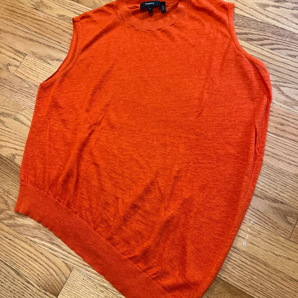 THEORY LINEN BLEND SLEEVELESS TOP - Picture 4 of 8